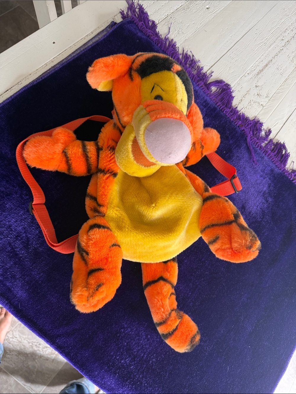 Vintage 1990s Plush Tiger Character Kids Backpack - Orange and Yellow